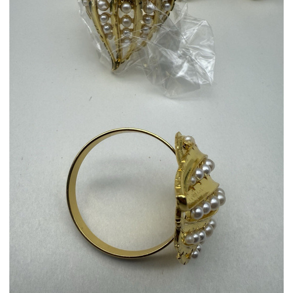 Napkin Rings Set of 8 Gold Pearl Napkin Rings, Napkin Holders for Cloth *READ... - Picture 3 of 15